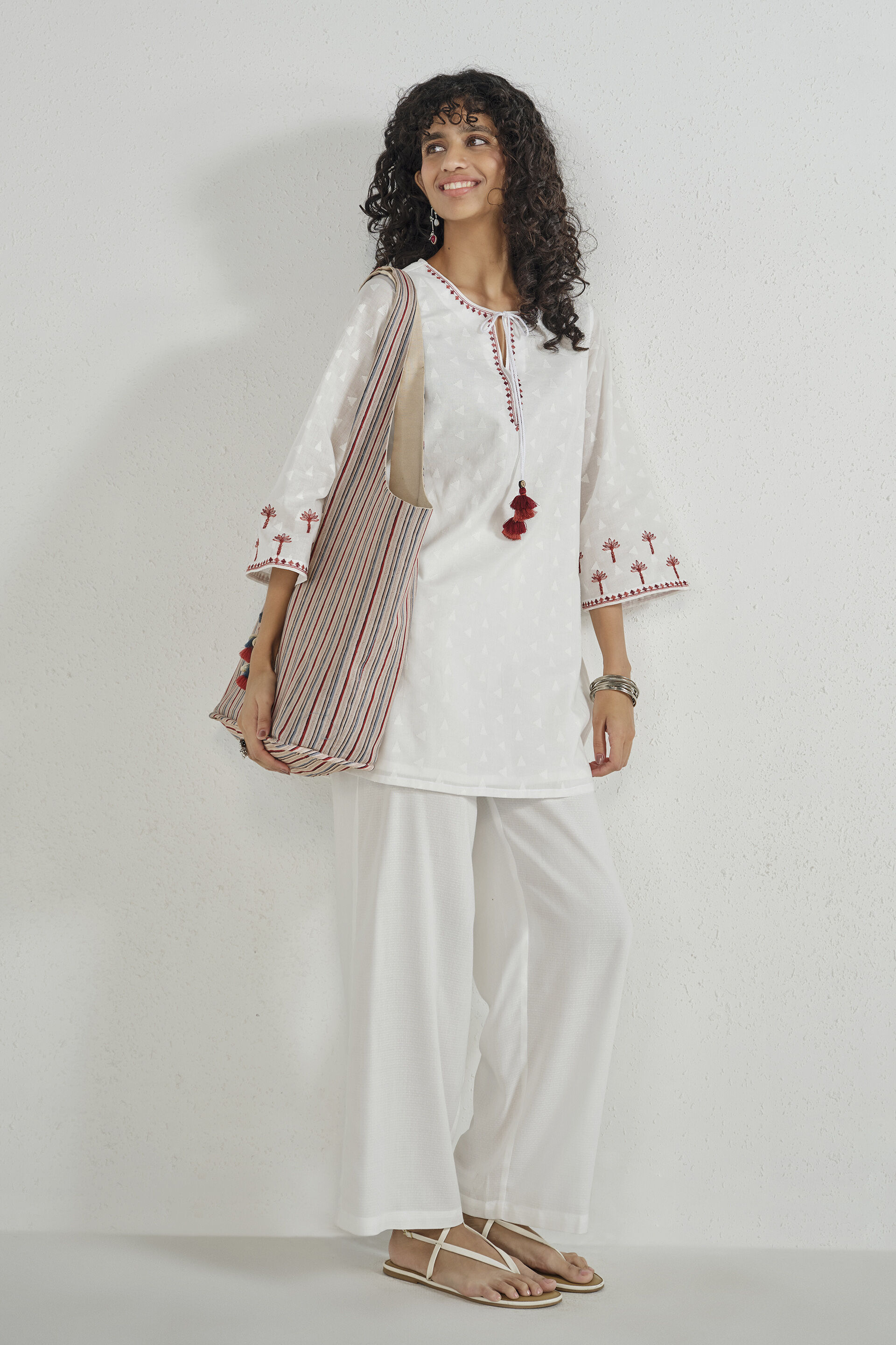 Safed Silsila Cotton Tunic, Off White, image 4